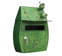 Letter Box,Postbox,Retro Iron Wall Mounted Mailbox, Townhouse Wall Mount Mailbox, Locking Mailboxes for Outside, Postbox Letter Box for Garden Waterproof Decor (Color : Bronze) (Green)