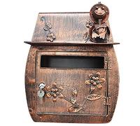 Letter Box,Postbox,Retro Iron Wall Mounted Mailbox, Townhouse Wall Mount Mailbox, Locking Mailboxes for Outside, Postbox Letter Box for Garden Waterproof Decor (Color : Bronze) (Bronze)