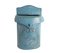 Letter Box,Postbox,Wall Mount Letterbox, Post Box Mailbox Suggestion Box Vintage Iron Art Country House Outdoor Home Decoration (Color : White) (Blue)