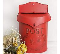 Letter Box,Postbox,Wall Mount Letterbox, Post Box Mailbox Suggestion Box Vintage Iron Art Country House Outdoor Home Decoration (Color : White) (Red)
