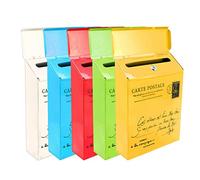 Letter Box Wall Mounted,Retro American Postbox Wall Mounted Mailbox with Lock,Easy Installation,Waterproof Cover,Durable Iron and Metal Material 30 × 23 × 6cm Randomly Color 1pcs