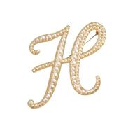 Letter Brooch Pearl Initial Alphabet Lapel Pin with Jewelry Box for Women Men, Personalized Name Gift for Her (H)
