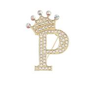 letter brooch pins for women fashion 26 letters A~Z Gold silver men Women's alphabet initial brooches pin (P)