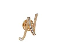 letter brooch pins for women fashion 26 letters A~Z Gold silver men Women's alphabet initial brooches pin (N)