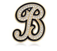 Letter Brooch Pins Initial Rhinestone Personalized Brooches for Women Men Crafts Gold A-Z, Gemstone, zircon gemstone