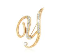 Letter Brooches and Pins for Women Dainty A-Z Letter Pin for Backpacks Gold Rhinestone Initial Pins Gifts Custom Jewelry, alloys, no gemstone