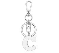 Letter C Alphabet Keyring Initial Letter Keychain for Handbag Wallet Purses Backpack Metal Letter Key Ring for Women Men Stainless Steel Letter Pendant Car Keyring Christmas Birthday Graduation Gifts