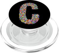 Letter C Candy Rainbow Sprinkles Monogram Style PopSockets PopGrip for MagSafe