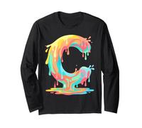 Letter C Ice Drip Paint Splash Colorful Alphabet Monogram Long Sleeve T-Shirt