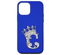 Letter C Initial + Crown Blue Royal Case for iPhone 12 mini