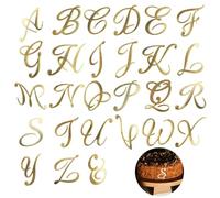 Letter Cake Toppers Acrylic Alphabet Cupcake Topper A-Z Cake Letters DIY Cake Decorations for Birthday, Wedding, Graduation, Baby Shower, Gold