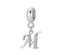 Letter Charm 925 Sterling Silver Beads Alphabet Charms M Charm Anniversary Charm Words Charm fits Pandora Charms Bracelet (M)