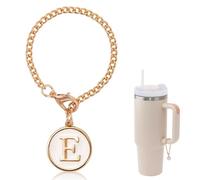 Letter Charm Accessories For Stanley Cup,Gold Initial Chain Water Bottle Name Id Charms for Tumbler,Yeti, Simple Modern Cups Handle, E, Rose Gold