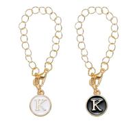 Letter Charm Accessories for Stanley Tumbler Cup, 2 Pack Initial Name ID Letter K Personalized Handle Charm for Modern Tumbler, White Black, 0, Metal, No Gemstone