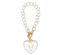 Letter Charm Accessories for Stanley Tumbler Cup, Initial Name ID Letter V Personalized Handle Charm Heart Shape for Modern Tumbler, White, 0, Metal, No Gemstone