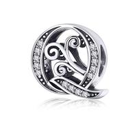 Letter Charms for Pandora Bracelets Silver Alphabet Initial Charms Bead Pendant Jewelry Gift for Women Girls (Q-EU)