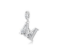 Letter Charms for Pandora Bracelets Silver Alphabet Initial Charms M Bead Pendant Jewelry Gift for Women Girls