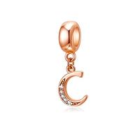 Letter Charms Rose Gold 925 Sterling Silver Alphabet Initial Crystal Dangle Beads fit Pandora Bracelets Mothers Christmas Day Gifts
