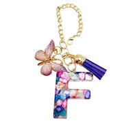 Letter Cup Chains - Letter Bag Charm With Butterfly And Tassel | Cute Trendy Modern Backpack Pendant, Water Bottle Jewelry For School Work Outdoor Hiking Beach