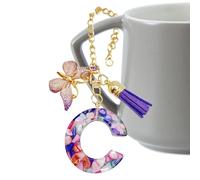 Letter Cup Chains - Letter Purse Charm With Butterfly And Tassel | Trendy Modern Backpack Pendant, Mug Initial Keychain For Girls School Work Gym Outdoor