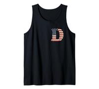 Letter D First Name Monogram Initial USA American Flag Print Tank Top