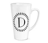 Letter D Floral Wreath Alphabet 17oz Large Latte Mug Cup