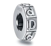 Letter D Spacer Charms, Initial D Alphabet Rubber Stopper Beads in Vintage 925 Sterling Silver, fits Pandora Valentine's Day Bracelet, Personalized Gift for Dad/Daughter/Daddy