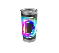 Letter D Tie Dye Balloon Initial Monogram Retro Style Stainless Steel Insulated Tumbler