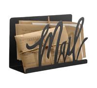 Letter Desk Organizer - Black Metal Cutout Design, Tabletop Mail Storage Slots, Vertical Display File Rack, Decorative Desktop Holder Keeps Documents Neat | Practical Office Accessory For Daily Worksp