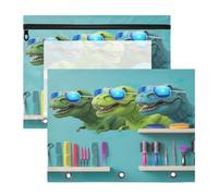 Letter Document Pouch 2 Pack, Cartoon Dinosaur Teal