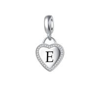 Letter E Alphabet Dangle Heart Charm Compatible with Pandora Charms Bracelets