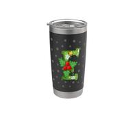 Letter E Alphabet Initial Personalized Christmas Theme Stainless Steel Insulated Tumbler