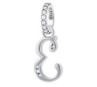 Letter E Charms Alphabet Pendant, 925 Sterling Silver Initial e Dangle CZ Bead fit Pandora Open Customized Name Bracelet con Letra, Gifts for Esposa/Engagement/Easter