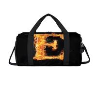 Letter E Fire Sport Duffel Bag with Shoes Compartment Symbol E Overnight Weekender Bags Travel Gym Luggage Organizer for Women Men Kids Girls Boys