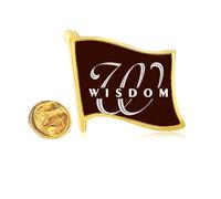 Letter Expression Wise Art Deco Fashion Golden Metal Flag Lapel Pin Badge