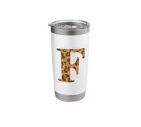 Letter F First Name Monogram Initial Leopard Print Stainless Steel Insulated Tumbler