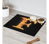 Letter Fire F Pet Feeding Mat for Cat Dog Water Bowl Food Mats Letters Pet Feeding Mats Absorbent Nti-Slip Contain Spills Protects Floors Placemat 60.9 x 81.2 cm