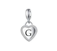Letter G Alphabet Dangle Heart Charm Compatible with Pandora Charms Bracelets