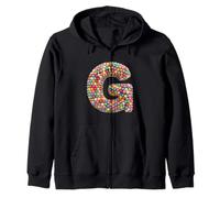 Letter G Candy Rainbow Sprinkles Monogram Men, Women, Kids Zip Hoodie
