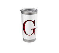 Letter G First Name Monogram Initial Buffalo Plaid Christmas Stainless Steel Insulated Tumbler