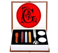 Letter G Wax Seal Stamp Set, ANBOSE Alphabet G Letters Wax Sealing Stamp Kit Including 1Pcs Wooden Handle Copper Seal, 3Pcs Wax Seal Sticks, 1Pcs Melting Spoon and 2Pcs White Candles (Letter-G)