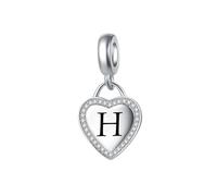 Letter H Alphabet Dangle Heart Charm Compatible with Pandora Charms Bracelets