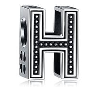 Letter H Charms, Initial H Alphabet Beads in Vintage 925 Sterling Silver, fits Pandora Charm Bracelet, Gift for Halloween/Hanukkah