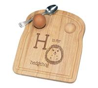 Letter H is for Hedgehog Breakfast Dippy Egg Cup Board Wooden Easter