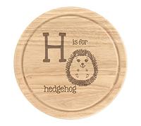 Letter H is for Hedgehog Wooden Chopping Cheese Board Round 25cm