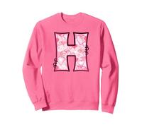 Letter H Pink Initial Monogram Hearts Girly Sweatshirt