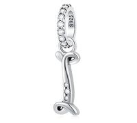 Letter I Charms Alphabet Pendant, 925 Sterling Silver Initial i Dangle CZ Bead fit Pandora Infinity Name Bracelet con Letra, Gifts for Independence Day/I Love You/Goddaughter