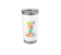Letter I Dripping Colorful Alphabet ice drip Stainless Steel Insulated Tumbler