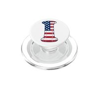 Letter I First Name Monogram initial USA American Flag print PopSockets PopGrip for MagSafe