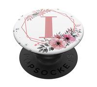 Letter I Initial Flower Pink Floral Pattern PopSockets PopGrip: Swappable Grip for Phones & Tablets